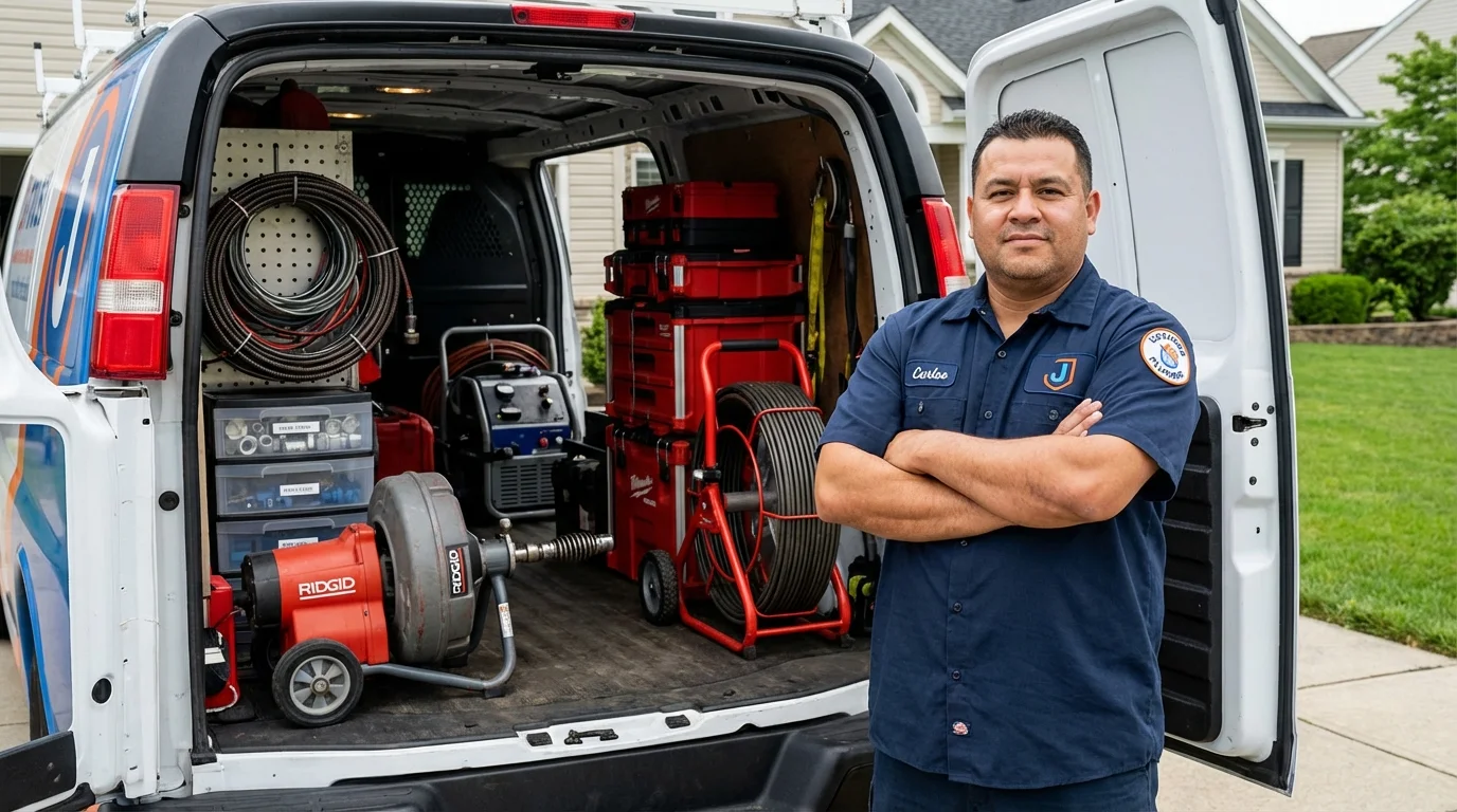 Professional drain cleaning equipment and Johns Plumbing LLC plumber in Cheney