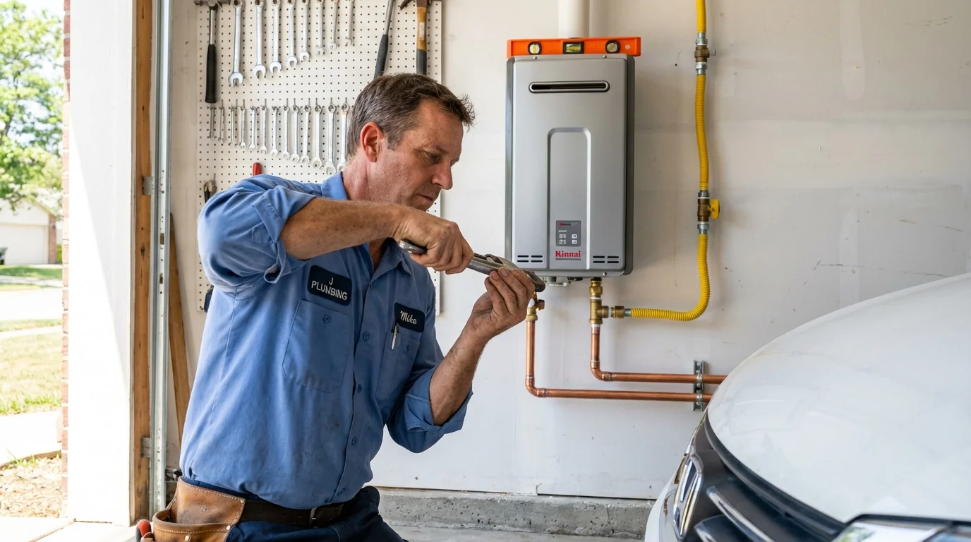 Tankless water heater installation by a Johns Plumbing LLC plumber in Cheney
